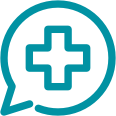 Icon of medical discussions in a speech bubble